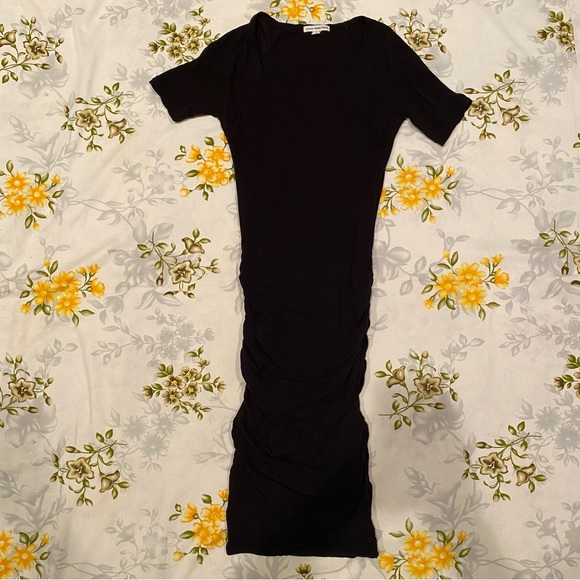 James Perse Size 0 Black Ruched T-Shirt Dress - Picture 4 of 7